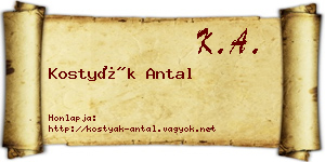 Kostyák Antal névjegykártya